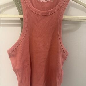 Women's Ribbed Tank Top - Coral by Abercrombie and Fitch